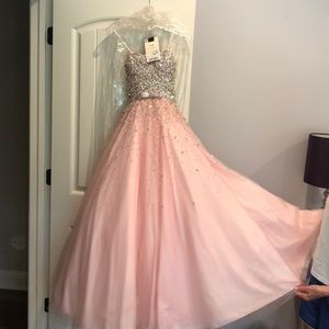 Mac duggal Bustier ballgown. Pink and silver.